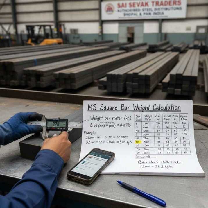 Mild Steel Square Bars Weight Calculation | Quick Formula & Chart ‍